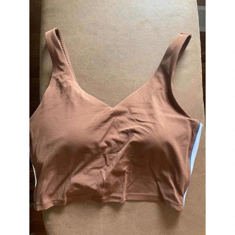 OFFLINE by Aerie Real Me Strappy Sports Bra Brown White Stripe XL NEW
